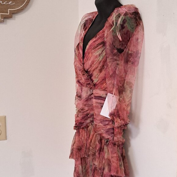 Rose Velvet Tulle Ruffled Layered Mini Dress NWT Misses Size Small - Picture 10 of 13